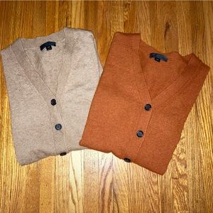 2 Jcrew cotton cashmere v-neck cardigans